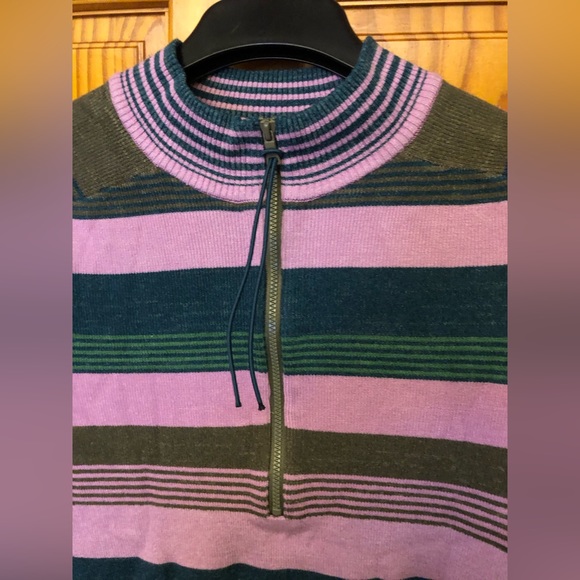 Free People Womens Striped Rip Tide Mock Neck Sweater Top Purple - Picture 8 of 11